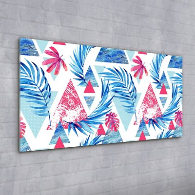 Acrylglasbild Wandbild Plexiglas 100x50 Abstrakt Blätter Geometrische Dreiecke