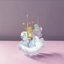 Care Bears Sticker, Clear Decal 3.5” Carousel Dreams Funshine Wish Bear, Cute