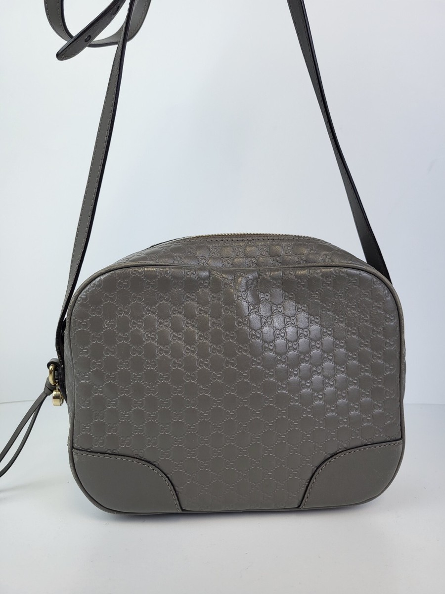 Gucci Mini Microguccissima Bree Gray Leather Crossbody Bag
