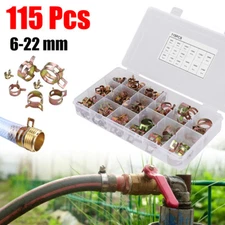 115Pc Hose Spring Clamps 6-22mm Fastener Fuel Water Line Pipe Air Tube Clips Kit