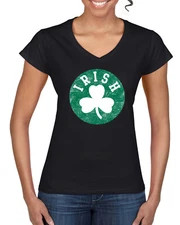 Vintage Irish Shamrock Classic St Patricks Day Women Standard V-Neck Tee