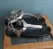 Very Volatile Women's Stud Flat Flip Flop Sandal, Pewter, Size 8, NEW NWT