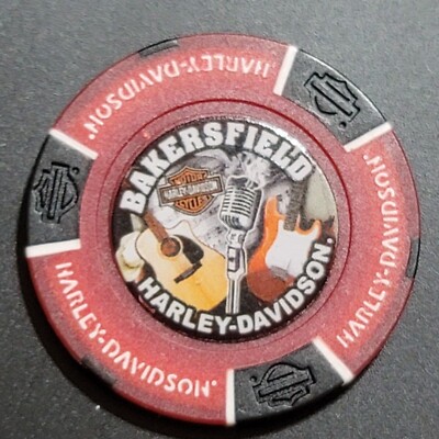 BAKERSFIELD HD ~ CALIFORNIA (Red/Black Full Color) Harley Davidson Poker Chip