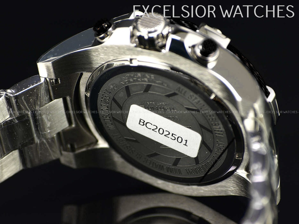 New Invicta Men's BOLT 52mm Chronograph Quartz Black Dial SS