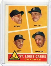 1960 Topps #468 Cardinals Coaches/Johnny Keane/Howie Pollet/Ray Katt/Harry Walke