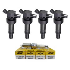 New Set Of 4 Ignition Coil Ngk Spark Plug For Hyundai Accentkia Rio Soul 1.6l