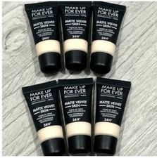 (6) make up for ever Y205 Alabaster matte velvet skin foundation mini 0.16oz