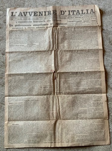 L AVVENIRE D ITALIA luglio 1919 : riforma tributaria , pubblicità varie