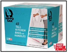 Hippo Sak - Tall Kitchen Garbage Bags with Ergonomic Handles - 13 Gallon Trash B