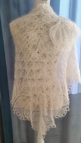 Dreieckstuch, Schultertuch, Überschlagtuch, Schal, Stola HANDARBEIT, Mohair NEU - Bild 5 von 11