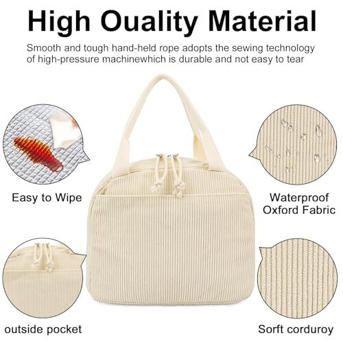 Lunch Box for Women Insulated Lunch Bag Corduroy Lunch Tote Bags ...