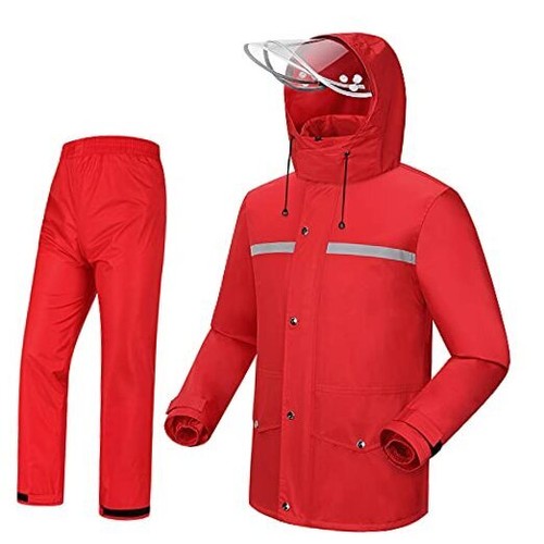iCreek Rain Suit Waterproof Jacket and Trouser Suit Raincoat for Men Medium Red