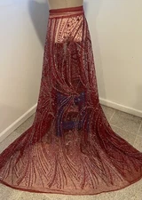 RED SILVER  Rhinestones Glitter Fabric 50” Width Sold By The Yard