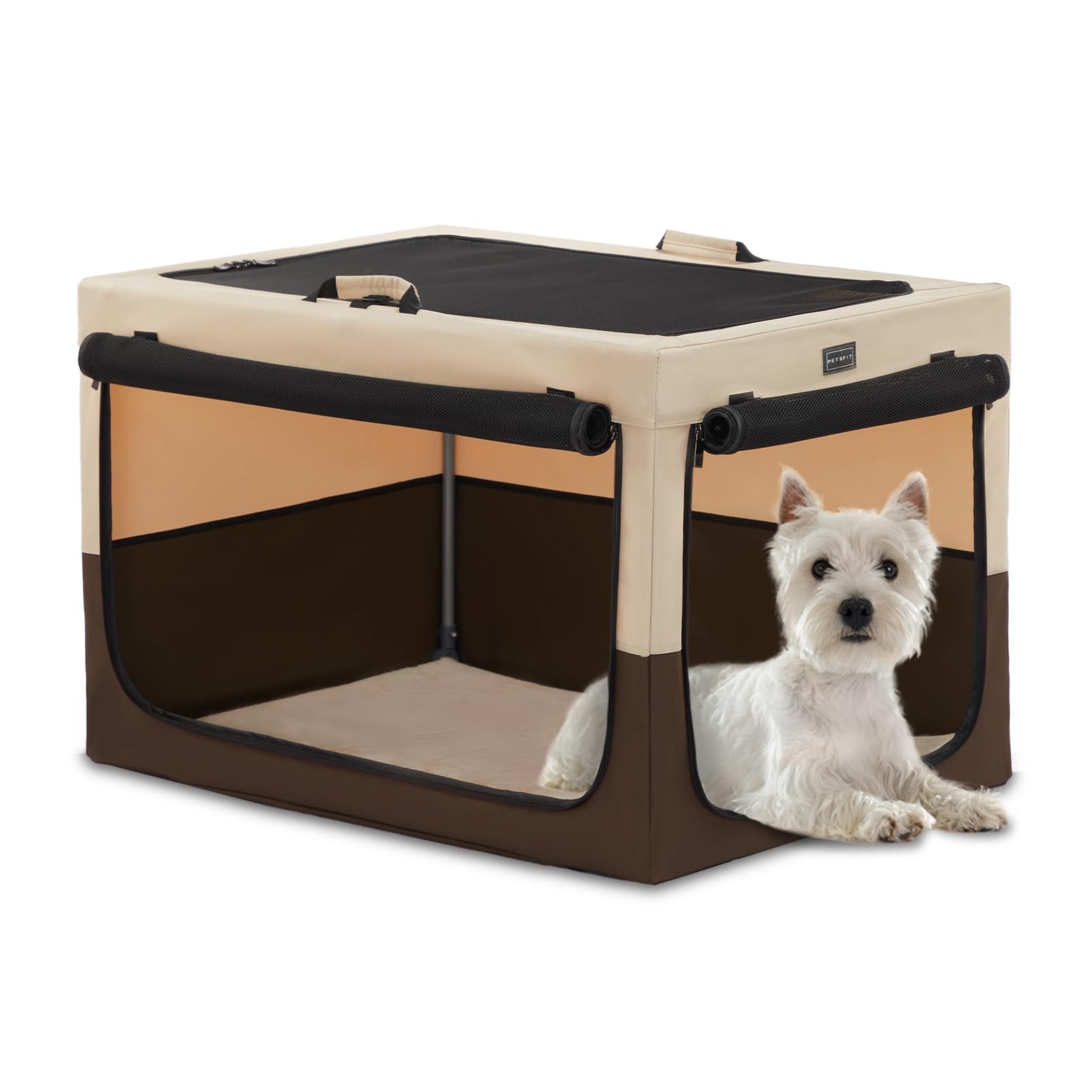 Cage portable pour chien anti stress avec tapis moelleux pour trajet