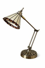 Vintage Tiffany Style Desk Lamp Adjustable Brass Table Lamp Stained Glass Shade