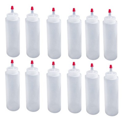 12 Stück 16 Unzen Kunststoff Quetschen Gewürz Flaschen mit roter Spitze Squirt2797