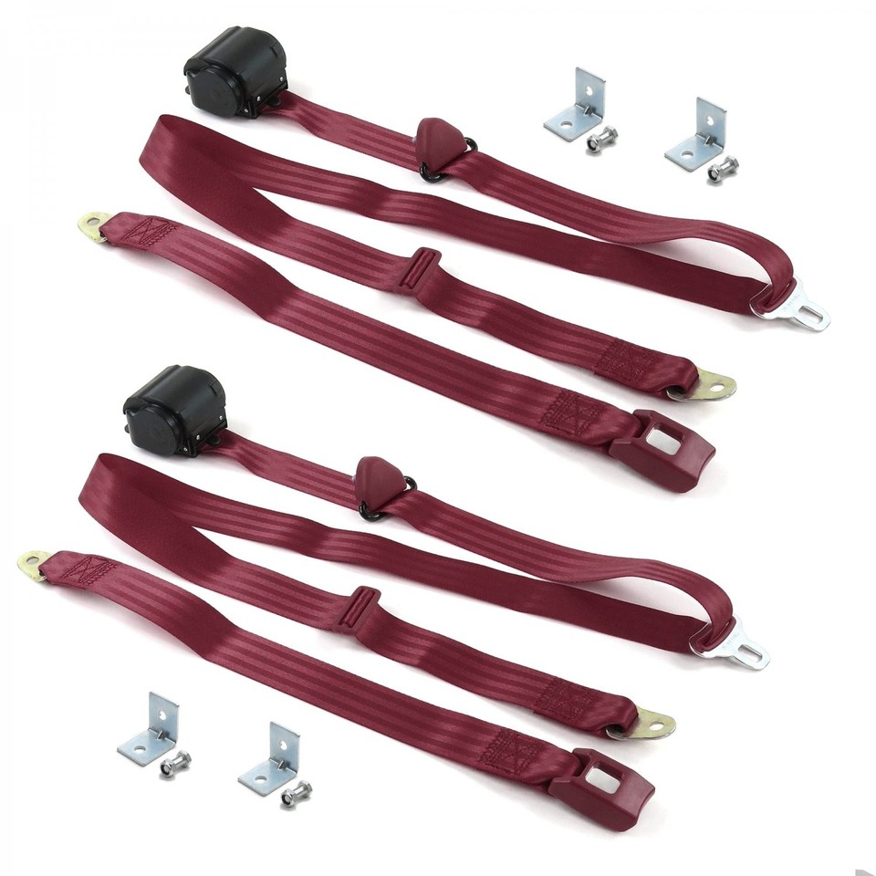 Complete Bench Seat Belt Kit For 1973-1987 Chevy Trucks | 3 Belts, Brackets, FMVSS Approved