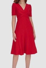 Tommy Hilfiger Women's Red Crisscross Fit & Flare Dress Size 4