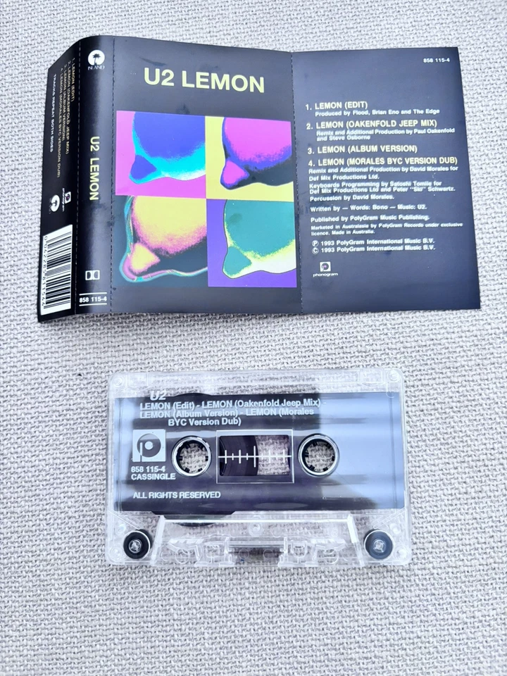 U2  x  Paul Okenfold Lemon Cassette Tape Single 1993 rare Jeep Mix - Image 3 of 4