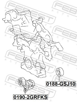 FEBEST 0190-2GRFKS Belt Tensioner, V-ribbed belt for LEXUS,TOYOTA,TOYOTA (FAW)
