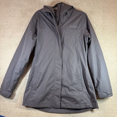 Columbia Jacket Womens Medium Purple Omni-Tech Hood Rain Coat Waterproof Outdoor