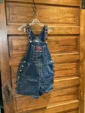 Vintage BUM Equipment Denim Shortalls Size Large Womens Artsy Boho Y2K Skater