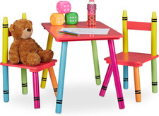 Set Tavolino E Sedie per Bambini E Bambine, Tavolo Basso Con 2 Sedioline, in MDF