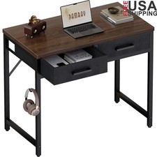 Compact Desk W/ Fabric Drawers Small Spaces Home Office Study Writing Table US