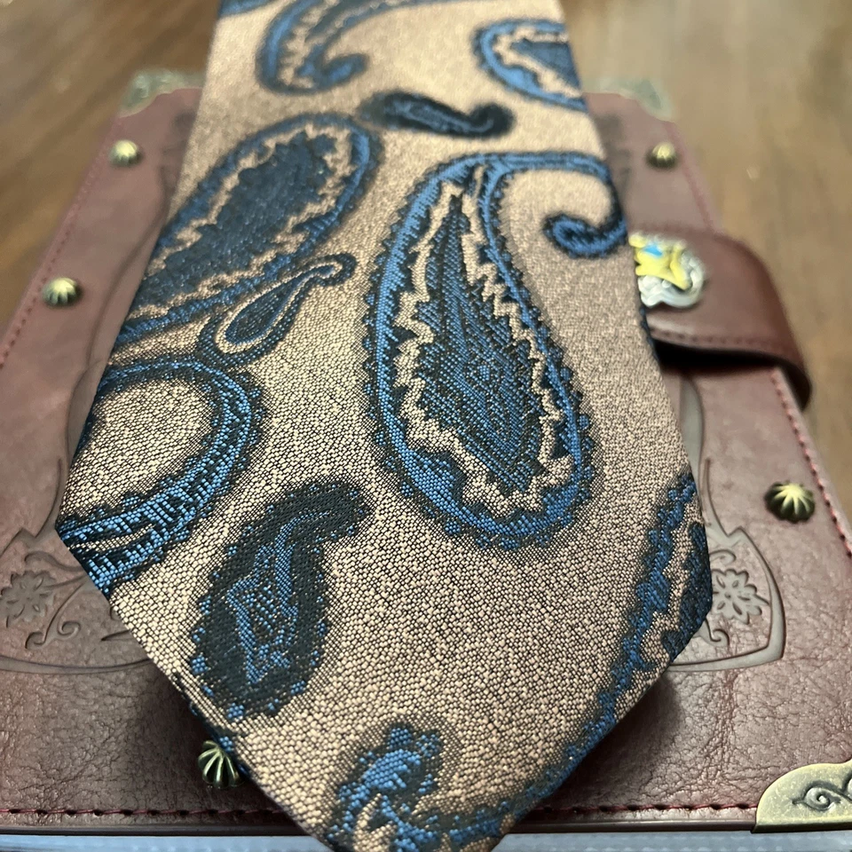 Corbata clásica vintage Oscar De La Renta Castner Knott bronce brillante cachemira usada en excelente estado Foto 2 de 4