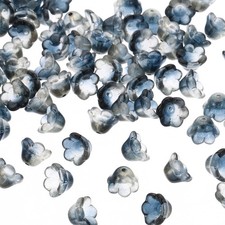 Glass Trumpet Flower Beads, 100 Pcs Gradient Flower Bead Charm, Black, Gold