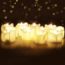 12pcs Timer Tea Lights Flameless Flickering Battery Operated with Timer
