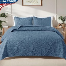 Queen Quilt Set Boho Damask Reversible Lightweight Bedding W/ Pillow Shams New