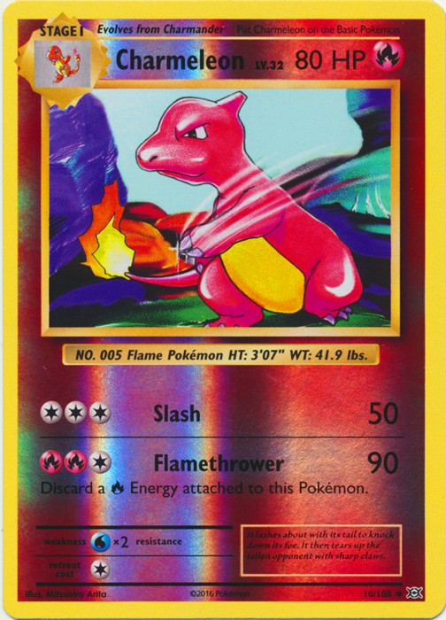 1x Charmeleon - 10/108 - Uncommon - Reverse Holo NM-Mint Pokemon XY-- Evolutions