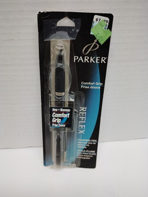 #ad Parker Reflex Fountain Pen Black with Chrome Trim Vtg 2001 NOS $15.00