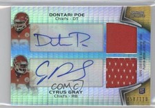 2012 Bowman Sterling Dual Relics Prism Refractor Dontari Poe Cyrus Gray Auto 0e1