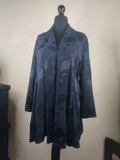 Womens Navy Rose Detail Jacket Size 12 💙 Satin Detail Vgc