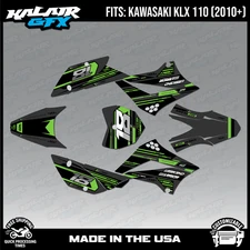 Graphics Kit for Kawasaki KLX110 KLX110R/RL (2010-2024) Warrior-Green Shift