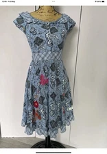 Odd Molly Blue Floral Butterfly Tie Waist Cotton Dress XS PB33