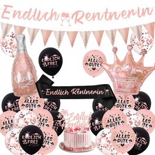 Xietaea Rente Deko Set Rosegold - Ruhestand Luftballons Endlich Rentnerin