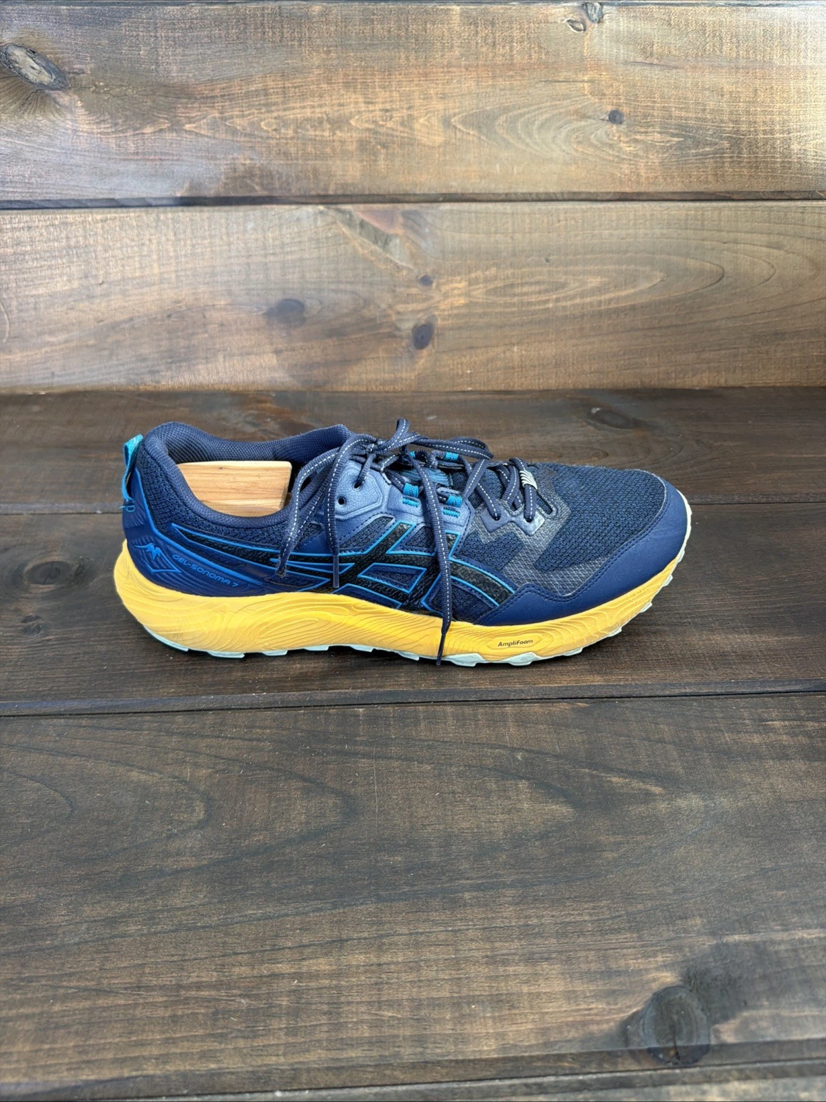 ASICS Gel-Sonoma 7 Navy Blue & Yellow Sneakers Trail Running Sneakers Men Sz 13