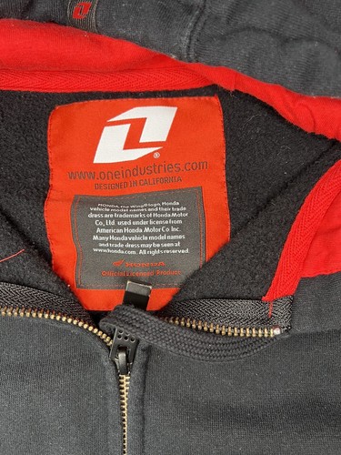 Honda One Industries Hoodie Adult Large M Black Red Full Zip Wing Logo - 第 3/10 張圖片