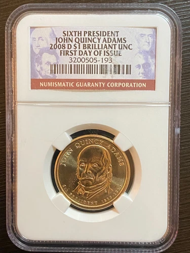 2008-D Presidential $1 John Quincy Adams NGC - BU FDOI- Combined Shipping