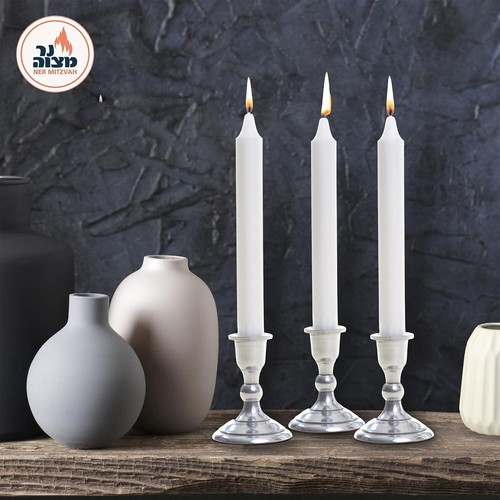 Classic 7" White Taper Candles - 60 Bulk Pack, Dripless for Shabbat and Events - Picture 10 of 11