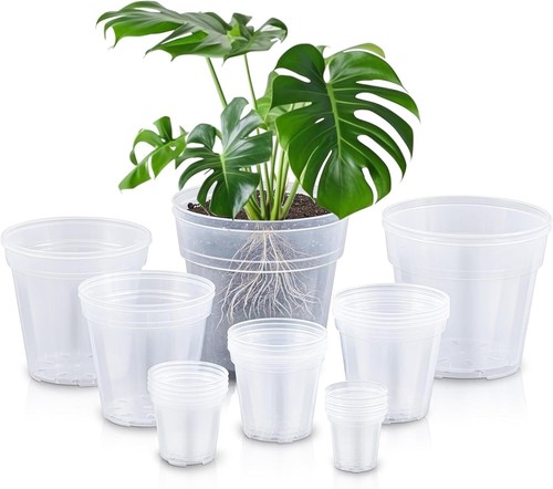 Minimalist 24-Pc Nursery Pot Set - Clear Plant Pots with Drainage for Easy Care