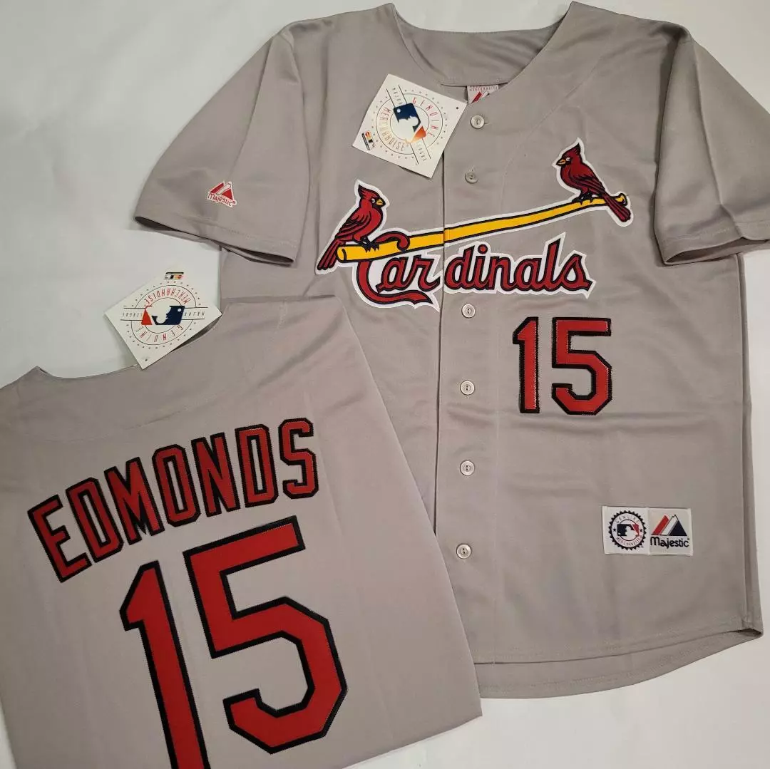 1705 Majestic St Louis Cardinals JIM EDMONDS Baseball Jersey GRAY New