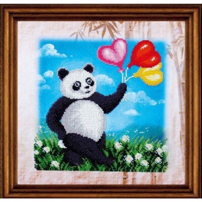 Panda - Perlen Stickset, Kinderzimmer Kunstwerk, Perlen Kreuzstich, Bastelset