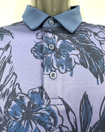 Under armour Playoff Polo Men's Pullover Shirt Medium Navy Blue Floral Poly Knit - Picture 3 of 11