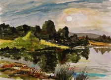 ORIGINAL Water  Landscape Watercolor JMW art John Williams Impressionism 