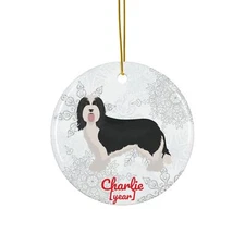 Bearded Collie Christmas Ornament Gift Customized Mom Dad Tree Decoration Year