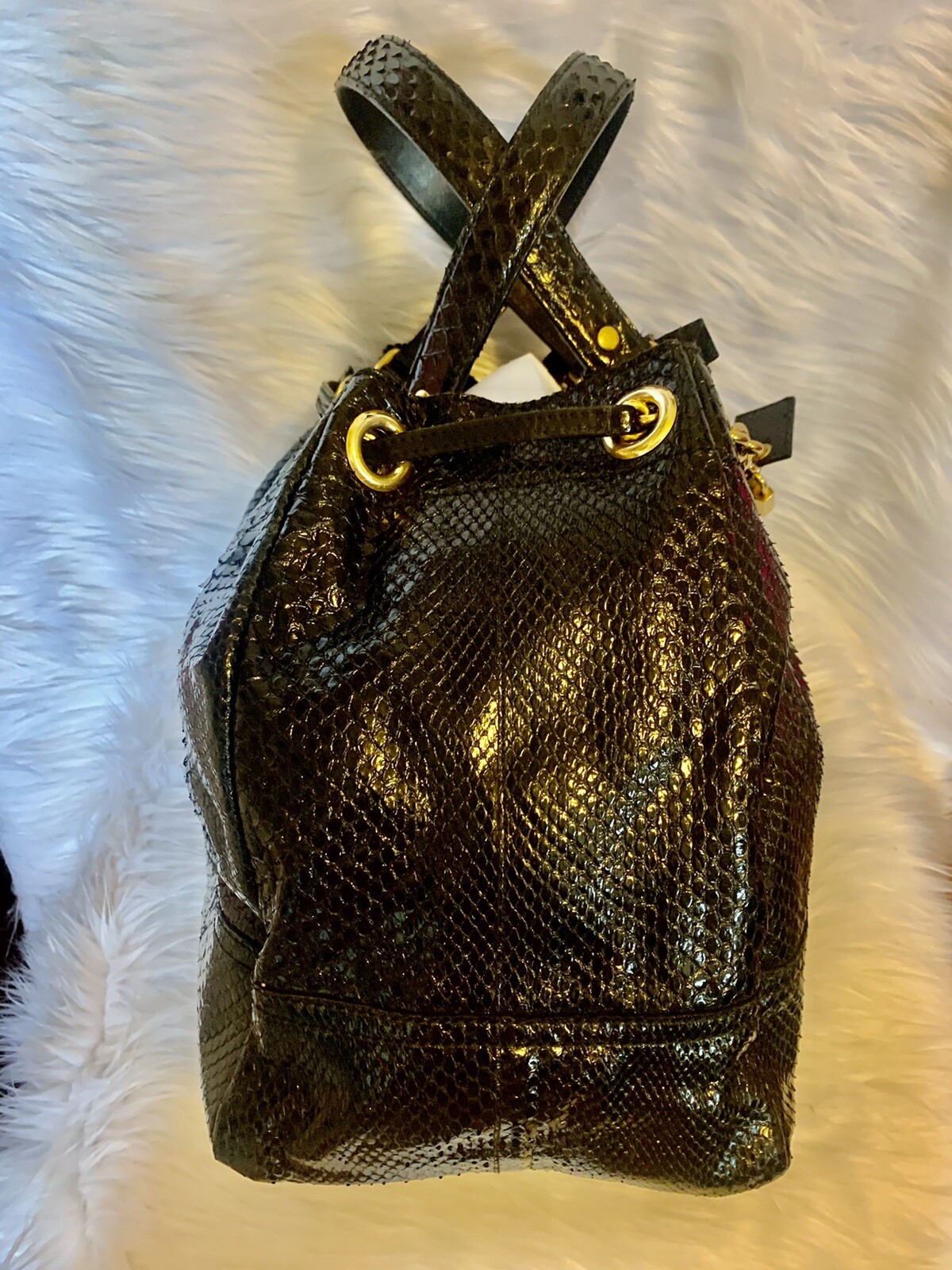 SAINT LAURENT YSL Borsa vintage Hobo spalla serpente in pelle